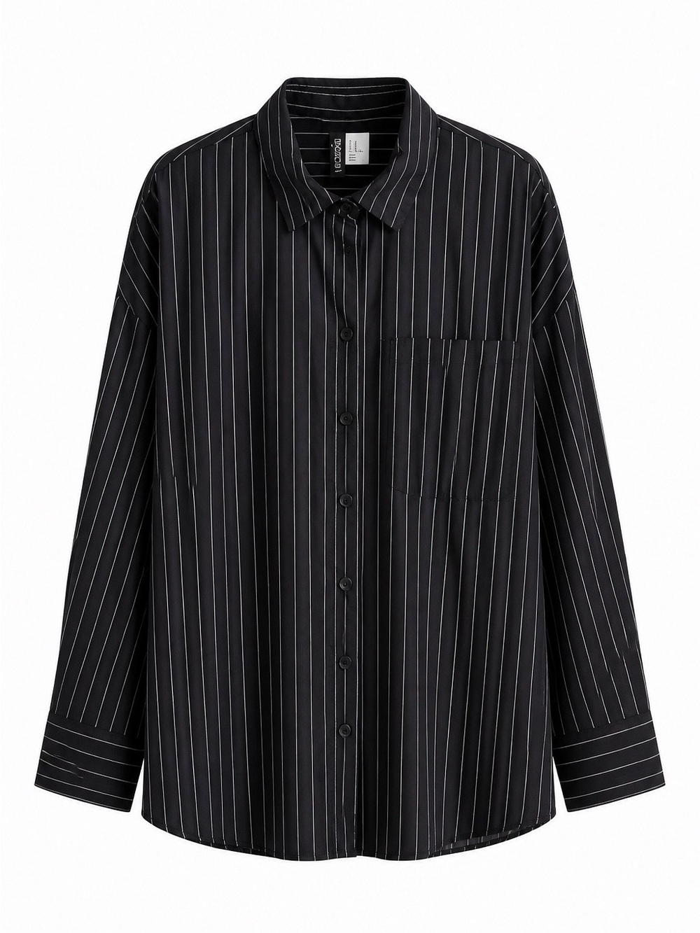 H&M Black Pinstripe Button-Up Shirt - XXL